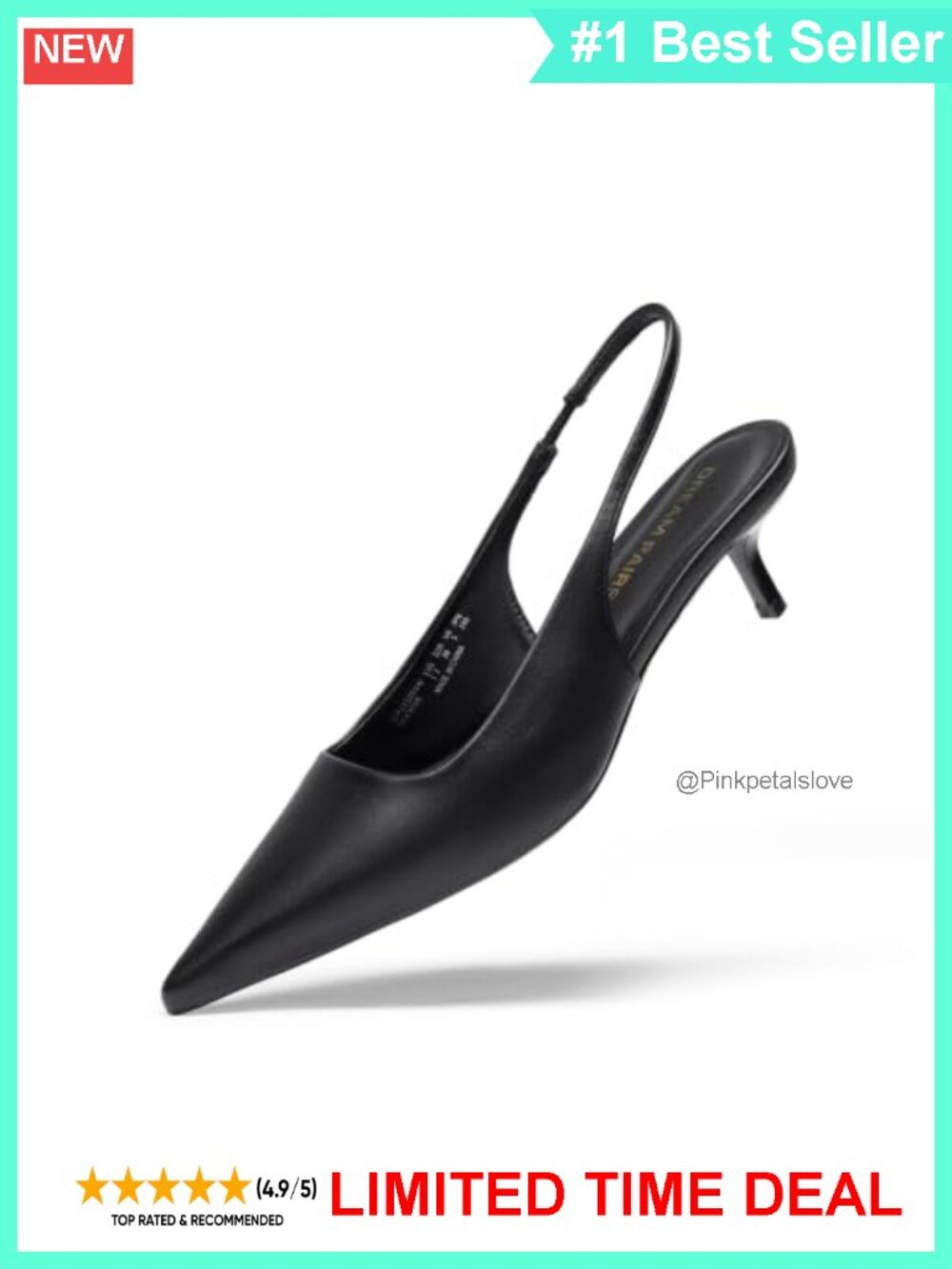 Women's Pointed Toe Kitten Heel Slingback Pumps Low Dress Heels